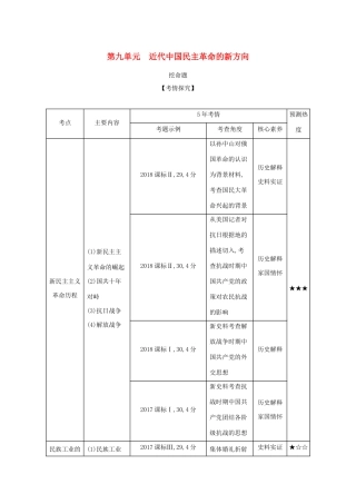 （课标专用 A版）高考历史 第九单元 近代中国民主革命的新方向试题-人教版高三历史试题