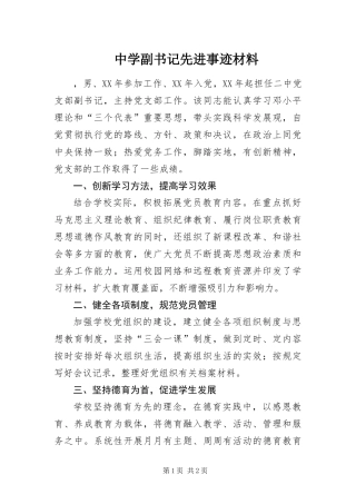 2024年中学副书记先进事迹材料