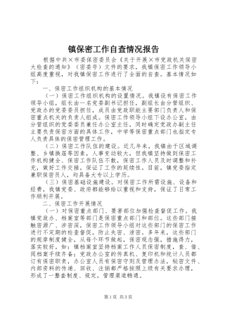 2024年镇保密工作自查情况报告