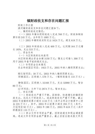 2024年镇财政收支和存在问题汇报
