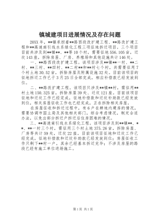 2024年镇城建项目进展情况及存在问题