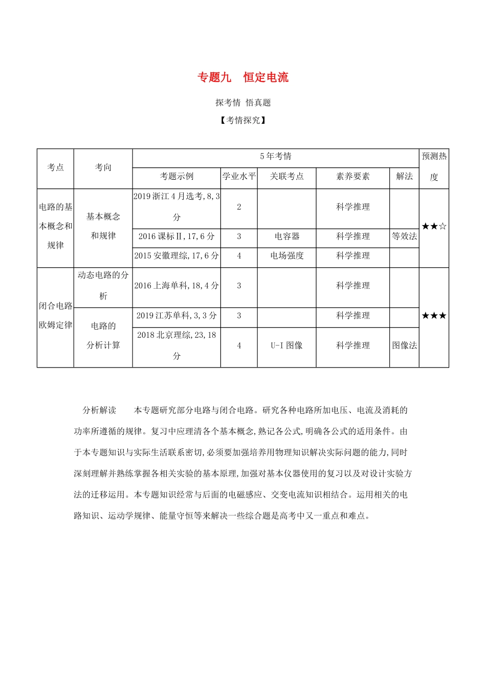 （课标专用 A版）高考物理 专题九 恒定电流试题-人教版高三物理试题_第1页