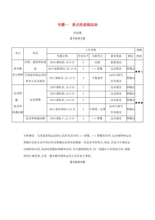 （课标专用 A版）高考物理 专题一 质点的直线运动试题-人教版高三物理试题