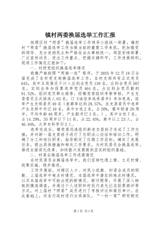 2024年镇村两委换届选举工作汇报