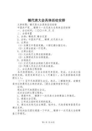 2024年镇代表大会具体活动安排