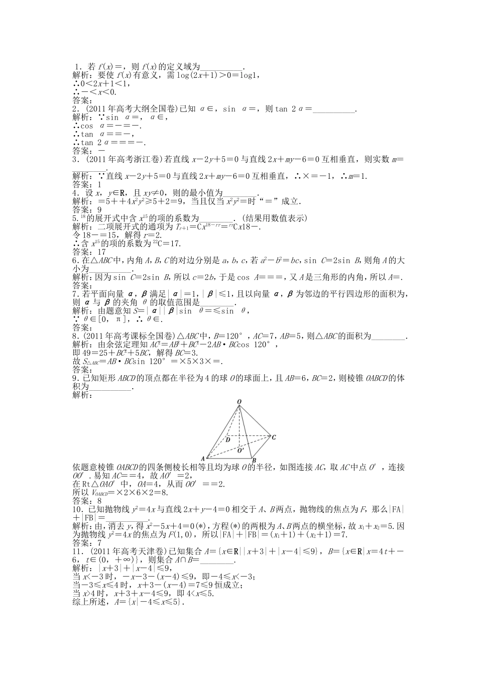 （考前大通关）高考数学二轮专题复习 第二部分应试高分策略《第三讲 填空题的解法》考前优化训练 理_第1页