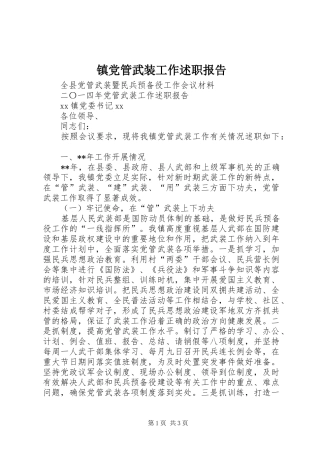 2024年镇党管武装工作述职报告