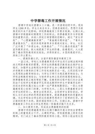 2024年中学禁毒工作开展情况