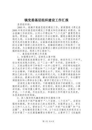 2024年镇党委基层组织建设工作汇报