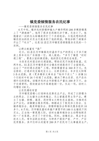 2024年镇党委倾情服务农民纪事