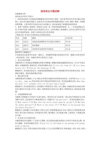 （考前添分指导）江西省高考英语 阅读表达指导（精讲精析）