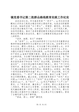 2024年镇党委书记第二批群众路线教育实践工作纪实