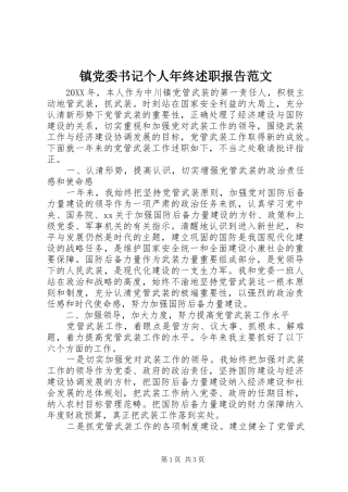 2024年镇党委书记个人年终述职报告范文