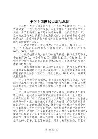 2024年中学全国助残日活动总结