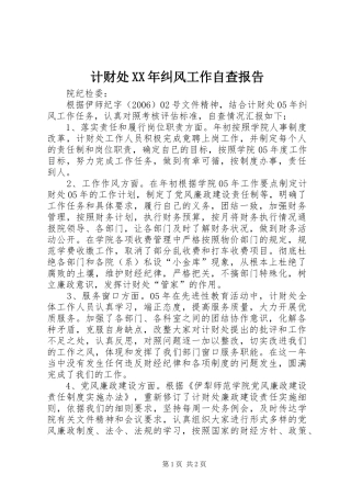 2024年计财处纠风工作自查报告