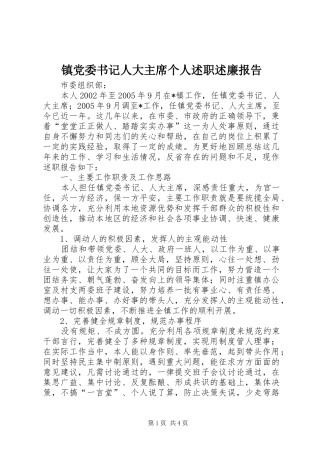 2024年镇党委书记人大主席个人述职述廉报告