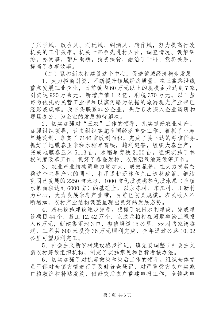 2024年镇党委书记人大主席团主席述职报告_第3页