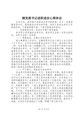 2024年镇党委书记述职述法心得体会