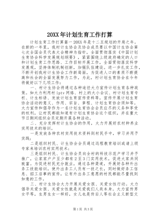 2024年计划生育工作打算