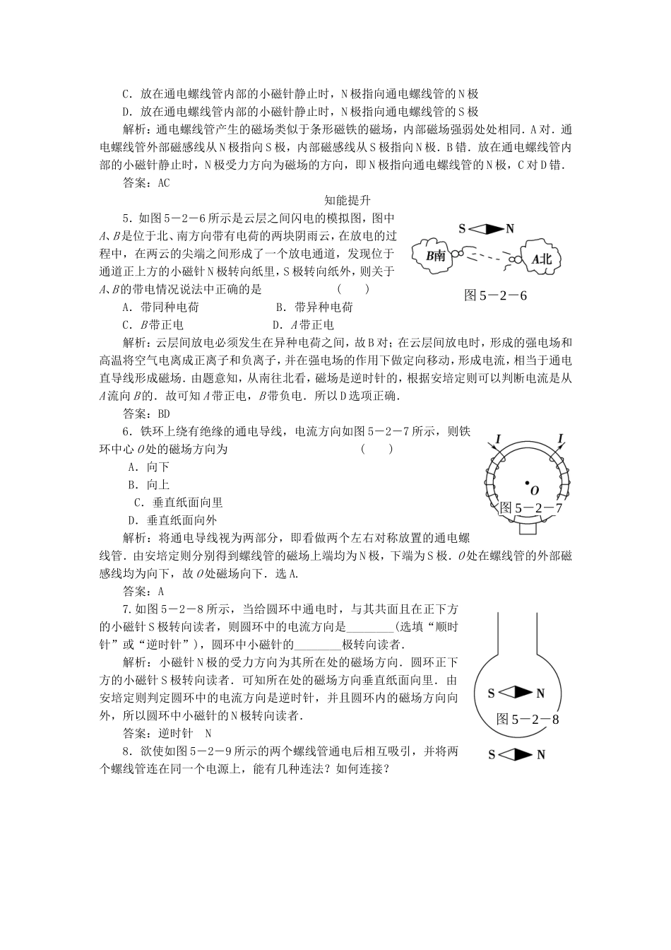 （课堂设计）高中物理 第5章第2节 用磁感线描述磁场基础巩固试题 鲁科版选修3-1_第2页