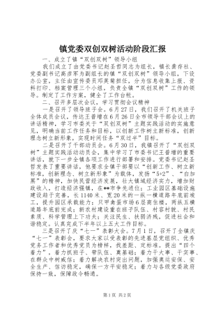 2024年镇党委双创双树活动阶段汇报