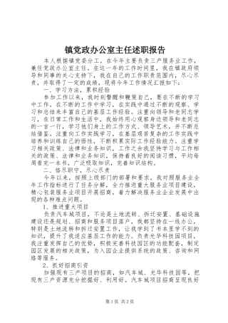 2024年镇党政办公室主任述职报告