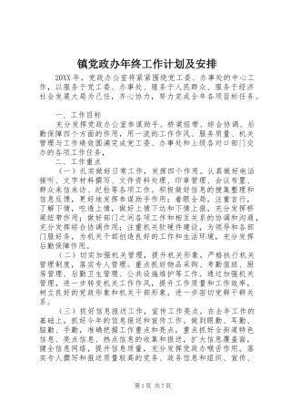 2024年镇党政办年终工作计划及安排