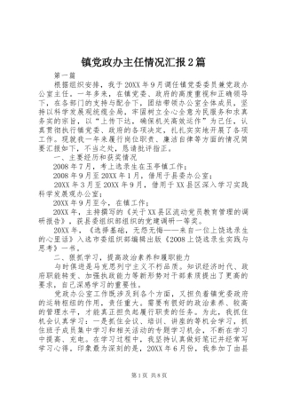 2024年镇党政办主任情况汇报篇