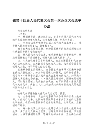 2024年镇第十四届人民代表大会第一次会议大会选举办法