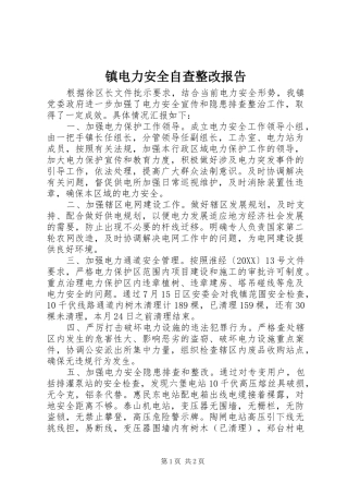 2024年镇电力安全自查整改报告