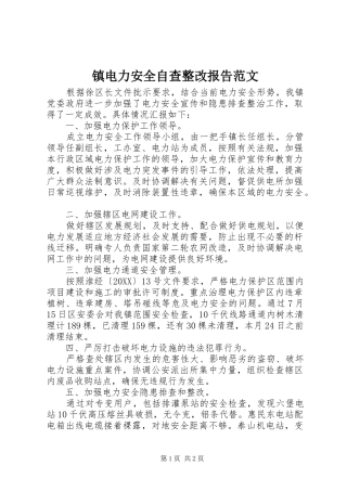 2024年镇电力安全自查整改报告范文