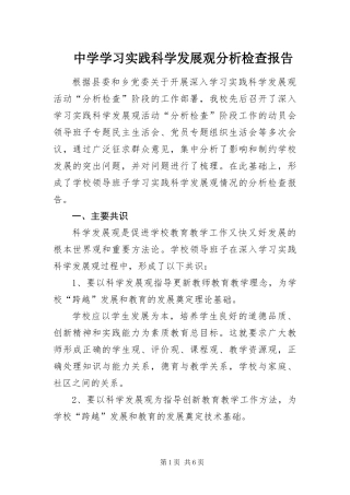 2024年中学学习实践科学发展观分析检查报告