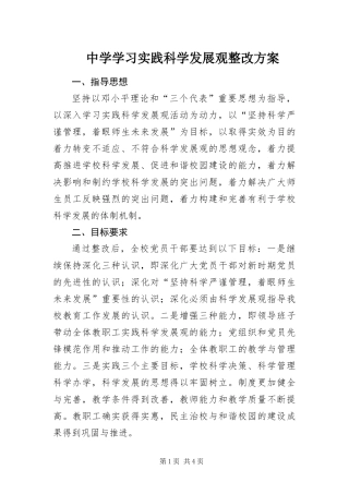 2024年中学学习实践科学发展观整改方案