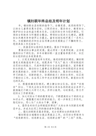 2024年镇妇联年终总结及明年计划