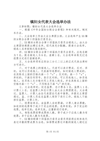 2024年镇妇女代表大会选举办法