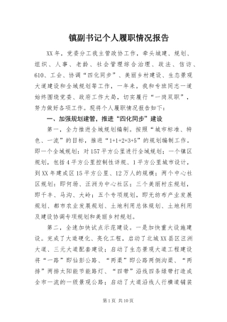 2024年镇副书记个人履职情况报告