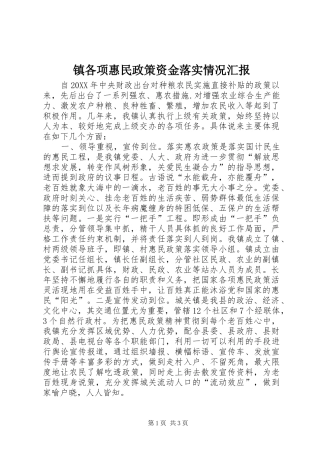 2024年镇各项惠民政策资金落实情况汇报