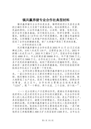 2024年镇共赢养猪专业合作社典型材料