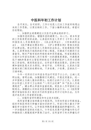 2024年中医科年初工作计划
