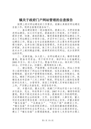 2024年镇关于政府门户网站管理的自查报告