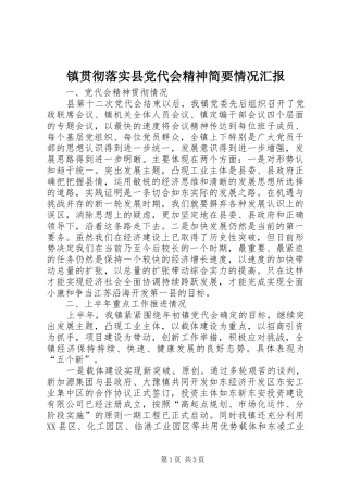 2024年镇贯彻落实县党代会精神简要情况汇报