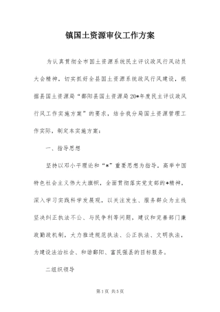 2024年镇国土资源审仪工作方案