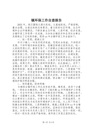 2024年镇环保工作自查报告