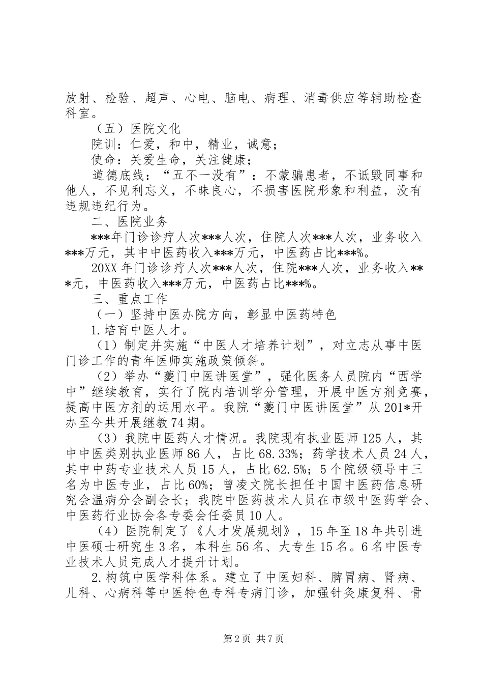 2024年中医院简介及工作汇报材料_第2页
