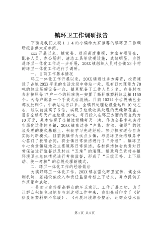 2024年镇环卫工作调研报告