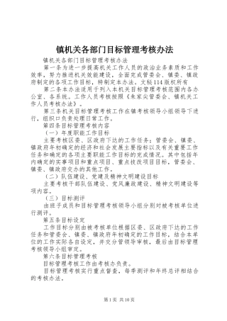 2024年镇机关各部门目标管理考核办法