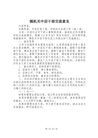 2024年镇机关中层干部交流意见