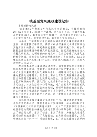 2024年镇基层党风廉政建设纪实