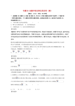 （讲练测）高考物理一轮复习 专题59 动量守恒定律及其应用（测）（含解析）-人教版高三全册物理试题