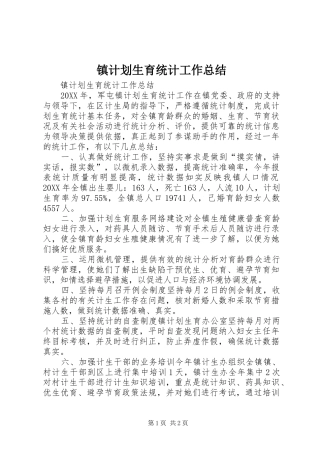 2024年镇计划生育统计工作总结